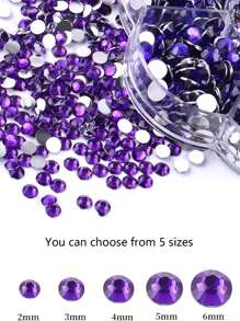 2mm-6mm Plastic Crystal Rhinestones, Flat Back, Non Hotfix Violet Crystal Stones, For DIY Crafts, Cups, Bottles, Glasses, Clothes, Loose Sparkling Crystal Decorations - Purple - View 28