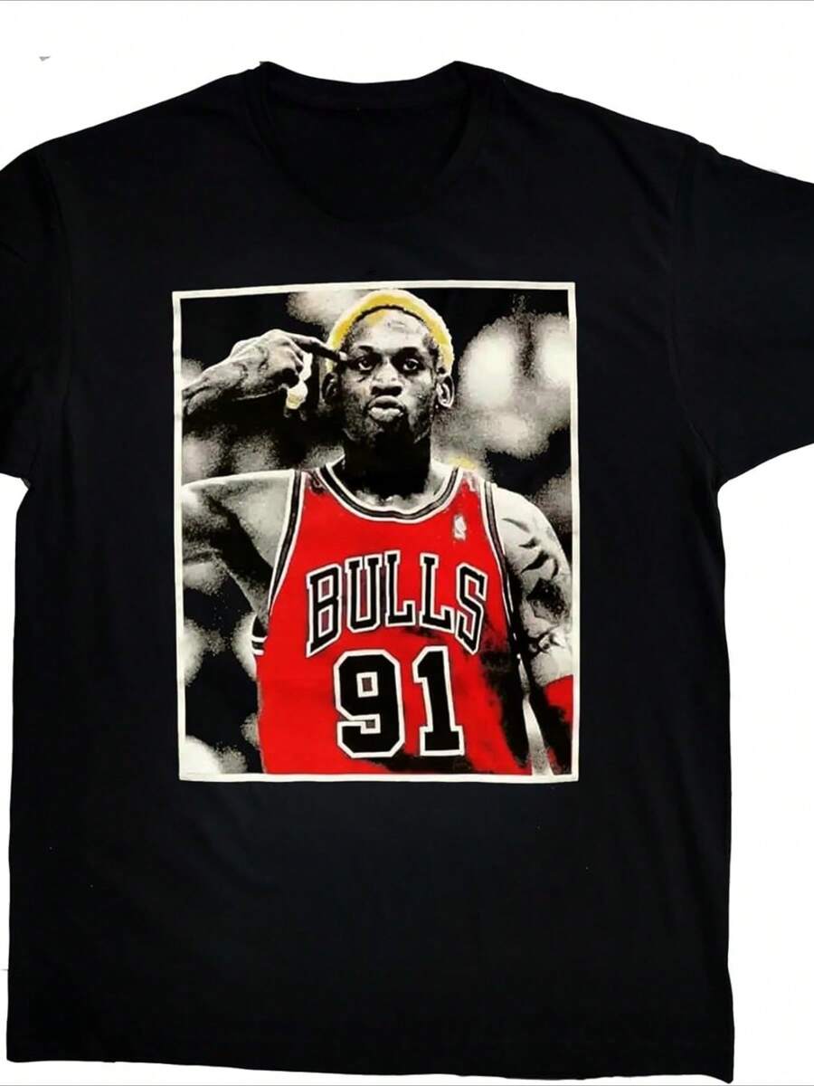 Playera Genérica con Tema de Baloncesto de Rodman - Negro - Ver 1