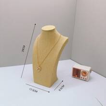 Premium Yellow Linen H-Shaped Human Model Bust Display Stand - Jewelry Necklace Storage Hanger, Suitable For Jewelry, Gold Exhibit Base, Neck Decor Accessory Portrait Storage Display Rack