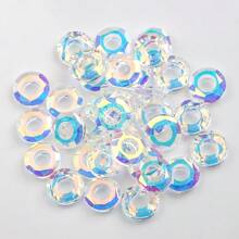 8/10/14/20mm 玻璃大孔彩虹电镀戒指吊饰 DIY 珠子适用于珠宝制作、生日和节日礼物工艺品（项链、耳环、手机壳等）