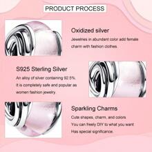 Série en verre argenté Su-Carata Charms et bijoux en verre de Murano rose enveloppé, convenant pour la création de bracelets, colliers et pendentifs DIY. Excellent cadeau pour les femmes, la famille et les amis