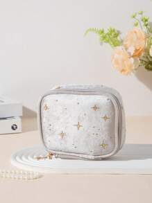 1pc Simple Star-Shaped Cosmetic Bag, Portable Multifunctional Coin Pouch, Women's Accessory Organizer Makeup Travel Toiletry Organizer Essentials Gifts Storage Zipper Accessories Nail