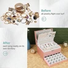 Earring Jewelry Box For Women Girl Stud Organizer, 5 Layers Girl Jewelry Organizer Box With Lock Earring Holder Organizer Necklace Ring Jewelry Organizer Box For Girls (Black)