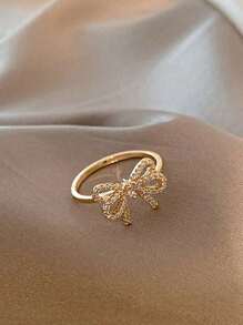 1pc Fashionable Personalized Sweet Creative Design Bowknot Open Ring