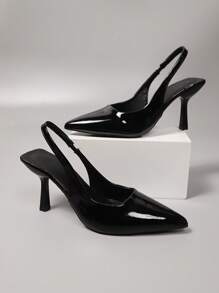 Women's High Heel Pumps Spring New Pointed Toe High Heel Shoes Sexy Thin Heel Black Patent Leather Strap Sandals, Convertible Shoes Red High Heel Sandals