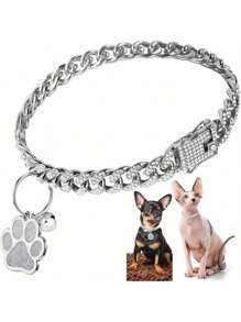 1 Pieza Collar Cubano de Hip Hop para Mascotas, Collar de Mascota con Imitación de Diamantes, Accesorios de Collar de Aleación para Mascotas, Accesorios de Estilo Hip Hop, Adecuado para Uso Diario y Fiestas, Regalos de Halloween y Navidad (Se recomienda pedir una talla talla grande grande)