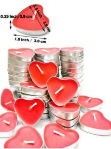 50/100 piezas Candles ligeros con forma de corazón para té, cera de parafina natural, mini candle sin perfume, decoración romántica para el hogar para San Valentín, propuesta, cenas románticas, boda, regalo del Día de la Madre, decoraciones del día del carnaval