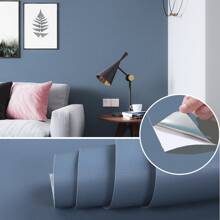 1 卷简约海军蓝色即剥即贴壁纸,防水防潮接触纸,可拆卸和重复使用,40/60/80 厘米宽,适用于卧室、餐厅、客厅电视背景、厨柜、桌子、书架、家具翻新 - 藏蓝色 - 查看 2