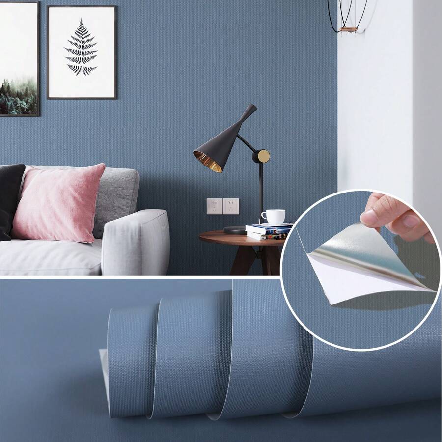 1 卷简约海军蓝色即剥即贴壁纸，防水防潮接触纸，可拆卸和重复使用，40/60/80 厘米宽，适用于卧室、餐厅、客厅电视背景、厨柜、桌子、书架、家具翻新