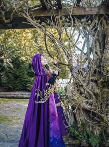 1pc Vampire Hooded Cape (Available In Black, Red, Purple), 170cm Unisex Velvet Cloak, Suitable For Halloween/Christmas/Carnival Cosplay Party, Photo Shoot, Performance, Character Costume,Christmas