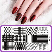 美甲印花板花叶心形印花模板几何蕾丝字母线条主题美甲不锈钢板转印图像板美甲工具 - 藍色 - 查看 17