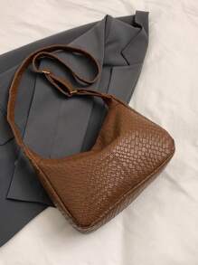 European And American Style Woven Rhombus Pattern Casual Large Capacity Commuter Retro Fashion Underarm Shoulder Bag