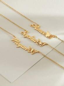 12pcs Customized Butterfly Birth Month Necklace, Stainless Steel Personalized Name Plate Necklace, Fashionable Charm Jewelry For Wedding, Party, Birthday, Autumn Seasons, Ideal Gift For Girlfriend, Mother, Family, Friend, Daughter, Grandparent
