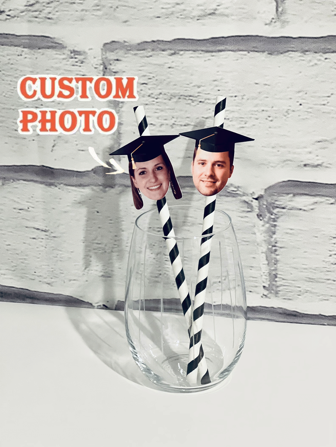 Custom Face Straw - Personalized Face Confetti Birthday Straws - Photo Straws For Birthday Party Decor - Birthday Party Straws - Head Straws