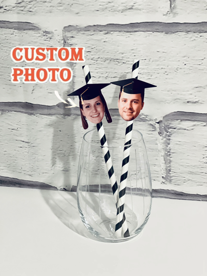 Custom Face Straw - Personalized Face Confetti Birthday Straws - Photo Straws For Birthday Party Decor - Birthday Party Straws - Head Straws