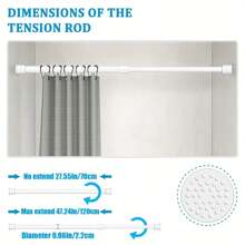 FEPK 1pc Adjustable Tension Curtain Rod, Multifunctional Extension Spring Curtain Rod, Thickened, Suitable For Bathroom, Kitchen, Wardrobe, Windows, Shower Curtains - Bathroom Accessories No-Drill Bathroom Accessories Bathroom Tools