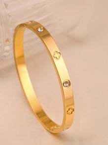 3 件时尚百搭精致高端花卉水晶四叶草心形可打开不锈钢手链套装，镀金防水珠宝，送给妈妈的礼物，适合女性日常佩戴、聚会和度假 - A款四葉草 - 查看 14