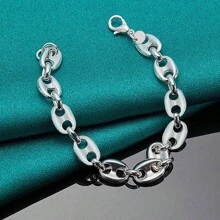 Pulsera con cadena en forma de nariz de cerdo chapada en plata para hombres y mujeres, joyería de moda para bodas y fiestas