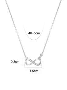 1pc 925 Sterling Silver Fashionable & Simple European-Style Cubic Zirconia Necklace, Luxury & Minimalist Jewelry Gift For Women - Silver - View 4