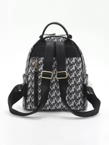 Fashionable Women's Letter Print Large Capacity Backpack - Black - View 3