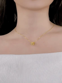 1pc 925 Sterling Silver 3D Cube Pendant Necklace With A Lucky Four-Leaf Clover Cubic Zirconia, Perfect Elegant Multicolor Clavicle Chain For Women, Birthday, Anniversary, Mother'S Day, St. Patrick'S Day, Accessory Ideal As A Holiday Gift.