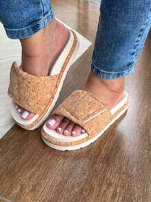 Women's Sandals With Adjustable Clasp - Cork - View 2
