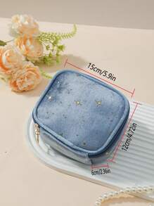 1pc Simple Star-Shaped Cosmetic Bag, Portable Multifunctional Coin Pouch, Women's Accessory Organizer Makeup Travel Toiletry Organizer Essentials Gifts Storage Zipper Accessories Nail