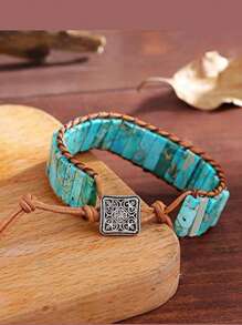 Bohemian Style Square Stone Beaded Multi-layer Braided Pu Leather Bracelet For Women - 1 - View 14