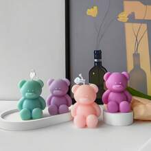 DIY Cute Bear Shaped Silicone Candle Mold, Animal Scented Candle Sitting Bear Plaster Mold