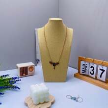 Premium Yellow Linen H-Shaped Human Model Bust Display Stand - Jewelry Necklace Storage Hanger, Suitable For Jewelry, Gold Exhibit Base, Neck Decor Accessory Portrait Storage Display Rack