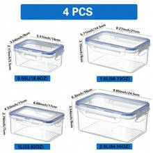 Set de 3/4/6 piezas de recipientes de almacenamiento de alimentos a prueba de fugas, con capacidad de hasta 84 onzas, con tapas herméticas, aptos para microondas, reutilizables, rectangulares, para preparación de comidas y organización de la cocina