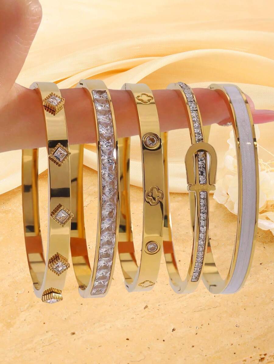 1 Chiếc Vòng Tay Bằng Thép Không Gỉ Đa Năng Cá Nhân Hóa Đơn Giản Thích Hợp Làm Quà Tặng Ngày Lễ Cho Bạn Gái Của Bạn - Nhiều màu - Xem 1