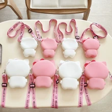 SANRIO 1pc Hello Kitty Silicone Crossbody Pouch, Featuring Japanese-Style Animal Print Design, Water-Resistant, Adjustable Strap And Zipper Closure, Suitable For Outdoor Activities And Machine Washable - Multicolor - View 4