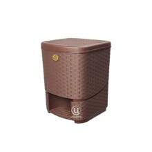 Bote De Basura Con Pedal Tipo Rattan 8L - Marrón Chocolate - Ver 3