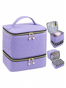 1 pieza Estuche de cosméticos, bolsa de cosméticos, neceser, bolsa de almacenamiento de cosméticos, bolsa de almacenamiento de maquillaje, bolsa de herramientas de maquillaje de gran capacidad y multiuso, portátil, adecuada para dormitorios universitarios, acolchada, de moda, regalo para mamá, para chicas, artículos necesarios para el dormitorio - Multicolor - Ver 7