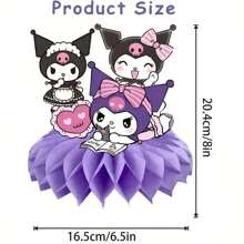 Sanrio 8pcs Sanrio Kuromi Party Decorations Set, Double-Sided Paper Honeycomb Tabletop Decor, Battery-Free, Suitable For Birthday Parties, Classroom Decorations Etc.,Classroom Decor,Office Decor,Room Decor,Home Decor,Wall Decor,Bathroom Decor,Bedroom Decor,Room Decoration Stuff,Posters,Back To School,School Supplies