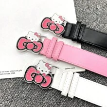 Sanrio 1 pièce Ceinture de taille rose avec décoration nœud Hello chat Sanrio, ceinture de taille style bande dessinée chaîne de pantalon
