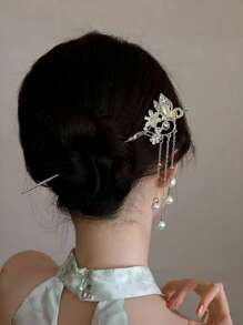 1pc Light Gold, Niche, Floral Cat's Eye, Crystal Tassel, High Class, Bohemian, Retro, Women's Hairpin, Five-Color Stone Women's Hairpin, Chinese Style Cosplay, Cute Personalized Elegant Hair Accessory, Gift For Friends And Girlfriends,Chinese Hair Sticks,Chinese Hair Accessories,Hair Sticks,Lily Of The Valley,Hair Chopsticks For Women Hair Bun Hair Bun Maker Bun Hair Piece Hair Styling Pins