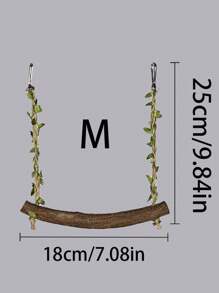 1 pieza Columpio de vid para loro, disponible en dos tamaños (15cm, 18cm), columpio con diseño de Peony Feng Huang Tiger para que trepe y raspe, suministros inteligentes para aves, accesorios para jaula de pájaros, juguete para loros (madera natural crecida en varias formas, algunas curvas, otras rectas)