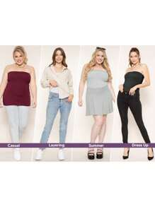 Top tubo de largo largo para mujer y tallas grandes "STRETCH IS COMFORT" | Tallas desde XS a 5X - Lunares rojos y blancos - Ver 5