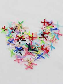 100pcs/Pack Mini Bow Satin Ribbons For Valentine's Day, Party, Christmas Gift, Christmas Tree Decor, Clothing Decoration, Hair Clip, Hat Decor, DIY Crafts,Christmas - Multicolor - View 6