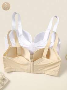 2 pachete de lenjerie de corp pentru femei, multicolore, fără cusături, de mărime mare, sutien neted și simplu cu adunare