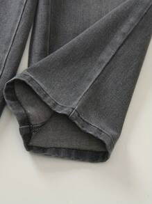 1件装年轻男孩休闲阔腿牛仔裤，2025年春夏街头风格 - 深灰色 - 查看 7