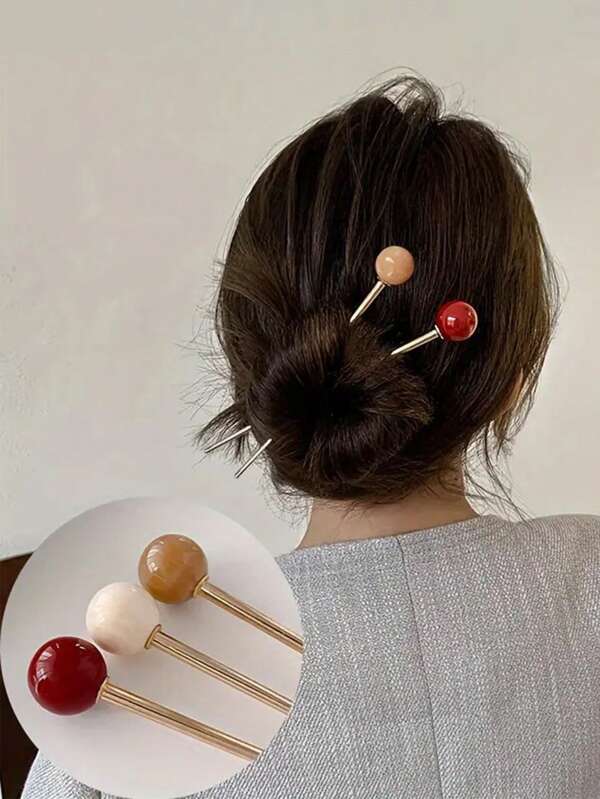 1 stuk moderne minimalistische bolvormige metalen haarspeld, rommelige knotmaker, veelzijdige haaraccessoire voor dagelijks gebruik, haaraccessoires, haarspeld knot haarstuk haarstylingspelden