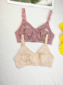 2 peças Sutiã sem Arame com Cobertura Total em Renda, Confortável e Sem Costura para Mulheres, Sensual, com Elevação e Realce, Respirável