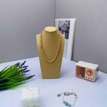 Premium Yellow Linen H-Shaped Human Model Bust Display Stand - Jewelry Necklace Storage Hanger, Suitable For Jewelry, Gold Exhibit Base, Neck Decor Accessory Portrait Storage Display Rack