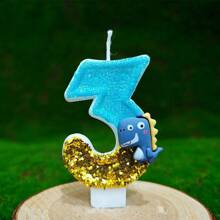 1pc Birthday Candle Numbers, Dinosaur Decoration 0-9 Candle Numbers, Romantic Party Favorite Numeral Candles For Birthday Cake Decor, Holiday Anniversary Party Cake Candle Numbers, Shiny Numerals Gifts Graduation
