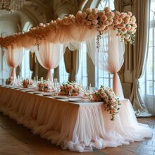 1 pieza, 8 metros de tela de organza transparente de color rosa pálido para decorar el arco de boda, tela de gasa transparente verde salvia para colgar en el techo, cortina traslúcida para decoración de bodas, compromisos, fiestas de cumpleaños, adecuada para Navidad, San Valentín, ceremonias de graduación y fiestas en general. Decoración de barandilla de escalera con red traslúcida. - Rosa Pálido - Ver 5