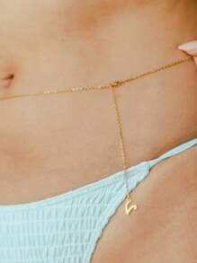 1PC Handmade Initial Body Chain Waist Belly Chain Drop Chain Personalized Minimalist Gold Beachwear Custom Beach Summer Jewelry Alphabet Name