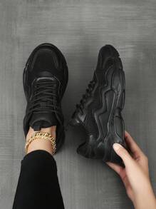 Women's Casual Sports Shoes, Lolita Style, Breathable & Lightweight Running Shoes, Fashionable Casual Trainers, Non-Slip Leather & Mesh Sneakers For Women, Ideal For Outdoor, Party, School